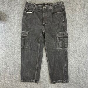 Duke Haband Mens Relaxed Fit Cargo Jeans Faded Black Contrast Stitch 38M